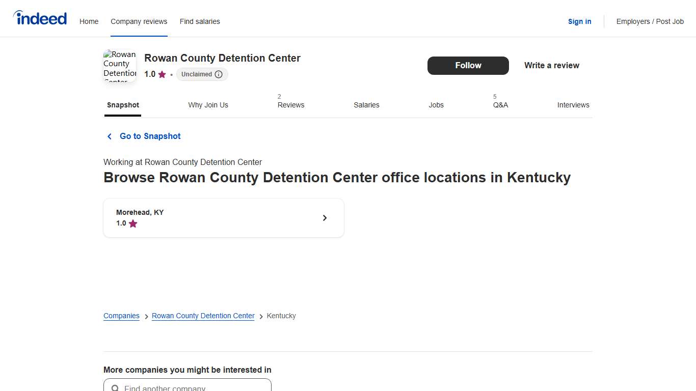 All Rowan County Detention Center office locations in Kentucky Indeed.com