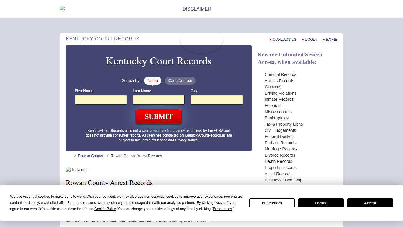 Rowan County Arrest Records KentuckyCourtRecords.us